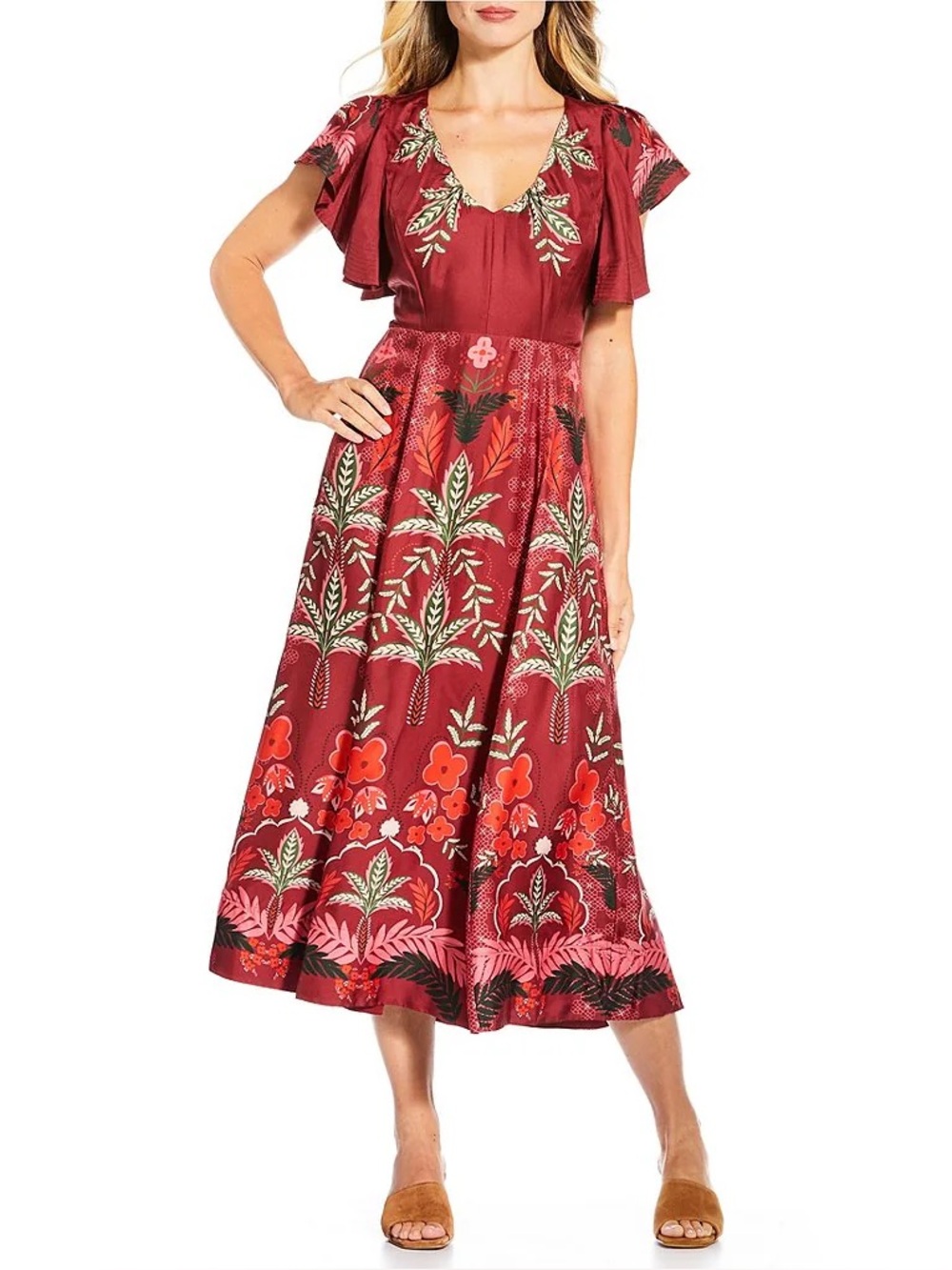 NWT JOHNNY WAS Annamay
Placement Floral Print Silk Blend dress - Picture 3 of 6
